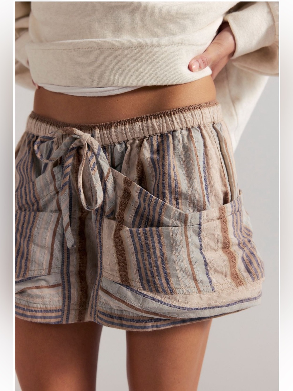 Free People Good Fortune Stripe Shorts NWT S